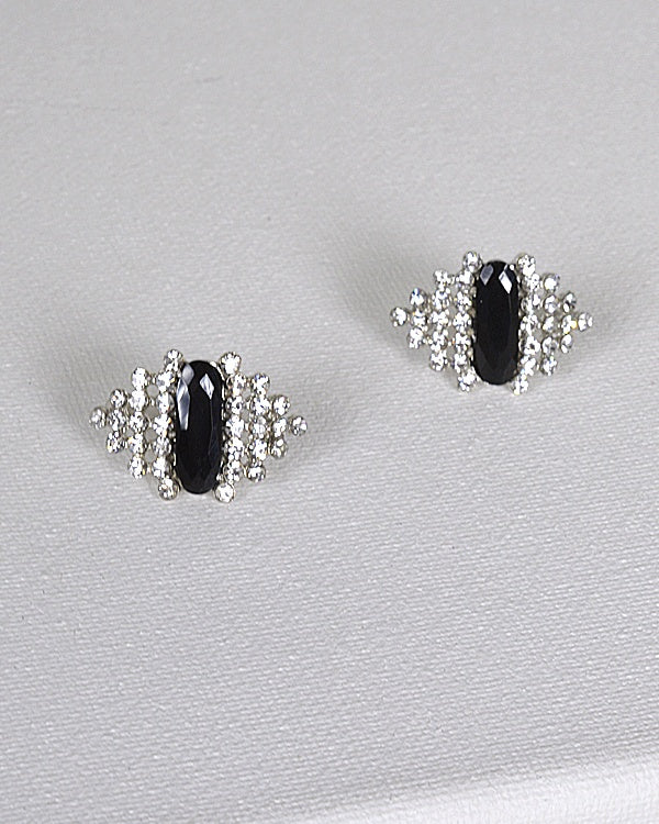 Rhinestone and Crystal Studded Drop Stud Earrings