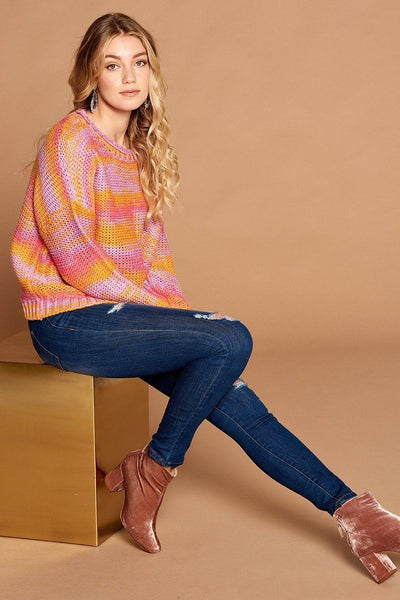 Multi-color Thread Striped Knit Sweater